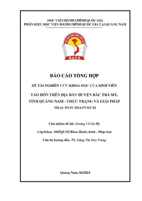 Tảo hôn trên địa bàn huyện bắc trà my tỉnh quảng nam thực trạng và giải pháp