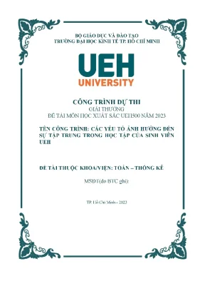 Các yếu tố ảnh hưởng đến sự tập trung trong học tập của sinh viên ueh