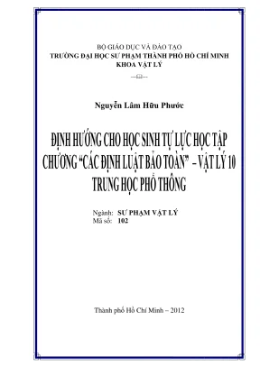 Khóa luận tốt nghiệp vật lý định hướng cho học sinh tự lực học tập chương các định luật bảo toàn vật lý 10 trung học phổ thông
