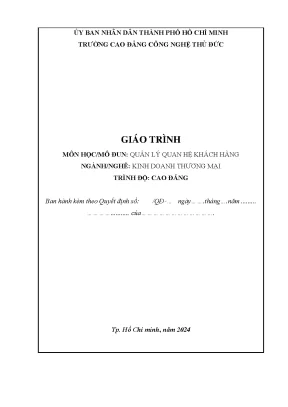 Giáo trình quản lý quan hệ khách hàng nghề kinh doanh thương mại trình độ cao đẳng