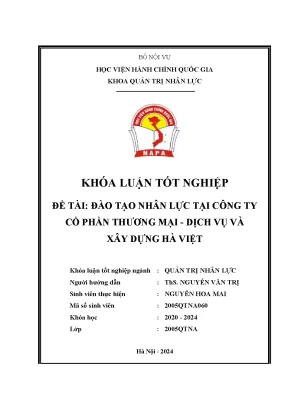 Khoá luận đào tạo nhân lực tại công ty cổ phần thương mại dịch vụ và xây dựng hà việt