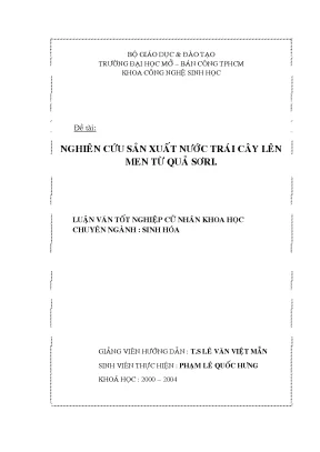 Nghiên cứu sản xuất nước trái cây lên men từ quả sơri