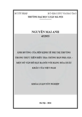 Khóa luận tốt nghiệp ảnh hưởng của nền kinh tế phi thị trường trong thực tiễn điều tra chống bán phá giá một số vấn đề đặt ra đối với hàng hoá xuất khẩu của việt nam