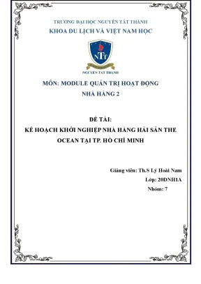 Đề tài kế hoạch khởi nghiệp nhà hàng hải sản the ocean tại tp hồ chí minh