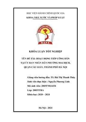 Hoạt động tiếp công dân tại ủy ban nhân dân phường mai dịch quận cầu giấy thành phố hà nội 2