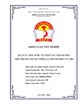 Khoá luận quản lý nhà nước về công tác thanh niên trên địa bàn huyện thới lai thành phố cần thơ