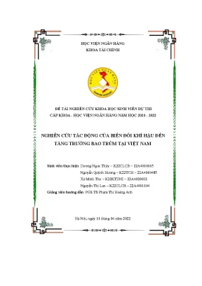 Đề tài nghiên cứu khoa học sinh viên dự thi cấp khoa học viện ngân hàng năm học 2021 2022 nghiên cứu tác động của biến đổi khí hậu đến tăng trưởng bao trùm tại việt nam