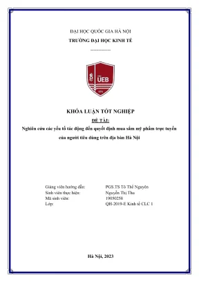 Khóa luận tốt nghiệp kinh tế chính trị nghiên cứu các yếu tố tác động đến quyết định mua sắm mỹ phẩm trực tuyến của người tiêu dùng trên địa bàn hà nội