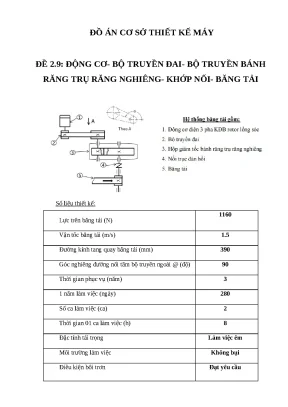 Đồ án cơ sở thiết kế máy đề 2 9 động cơ bộ truyền đai bộ truyền bánh răng trụ răng nghiêng khớp nối băng tải
