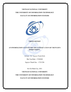 Khóa luận tốt nghiệp hệ thống thông tin an information system for the conservation of vietnams biodiversity