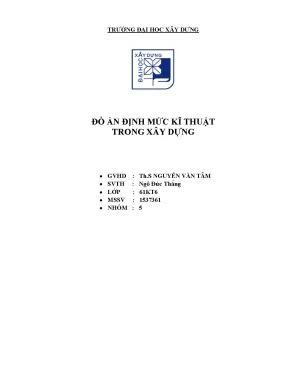 Đồ án định mức kĩ thuật trong xây dựng giới thiệu về định mức và tầm quan trọng của định mức trong thực tiễn