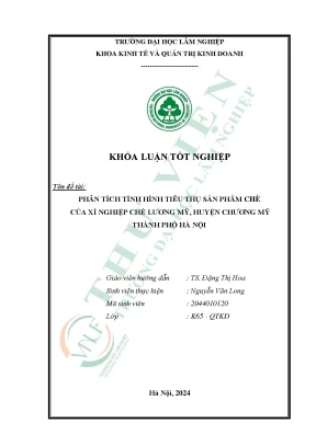 Phân tích tình hình tiêu thụ sản phẩm chè của xí nghiệp chè lương mỹ huyện chương mỹ thành phố hà nội