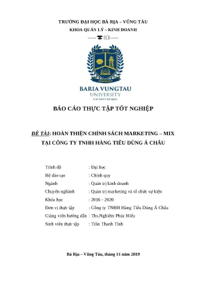Luận văn tốt nghiệp hoàn thiện chính sách marketing mix tại công ty tnhh hàng tiêu dùng á châu