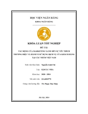 Khóa luận tốt nghiệp ngân hàng tác động của marketing xanh đến yêu thích thương hiệu và hành vi sử dụng dịch vụ của khách hàng tại các ngân hàng thương mại việt nam