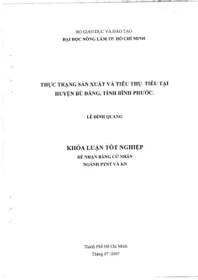 Khóa luận tốt nghiệp phát triển nông thôn thực trạng sản xuất và tiêu thụ tiêu tại huyện bù đăng tỉnh bình phước