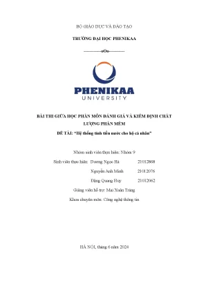 Bài thi giữa học phần môn đánh giá và kiểm định chất lượng phần mềm đề tài hệ thống tính tiền nước cho hộ cá nhân