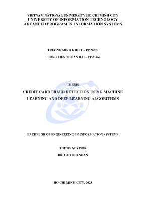 Khóa luận tốt nghiệp credit card fraud detection using machine learning and deep learning algorithms