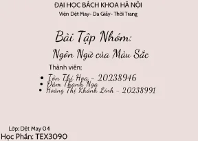 Bài tập nhóm ngôn ngữ của màu sắc
