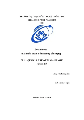 Đồ án môn phát triển phần mềm hướng đối tượng đề tài quản lý trung tâm anh ngữ
