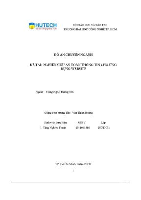 Đồ án chuyên ngành đề tài nghiên cứu an toàn thông tin cho ứng dụng website