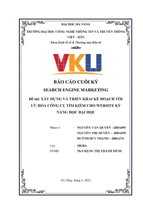Xây dựng và triển khai kế hoạch tối ưu hóa công cụ tìm kiếm seo cho website kỹ năng học đại học