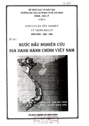Khóa luận tốt nghiệp địa lý bước đầu nghiên cứu địa danh hành chính việt nam phần 1