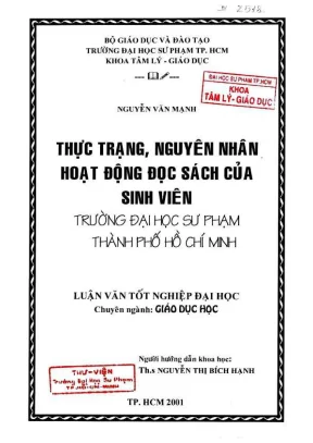 Khóa luận tốt nghiệp giáo dục học thực trạng nguyên nhân hoạt động đọc sách của sinh viên trường đại học sư phạm tp hcm