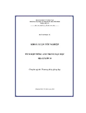 Tích hợp tiếng anh trong dạy học địa lí lớp 10 khóa luận tốt nghiệp chuyên ngành phương pháp giảng dạy