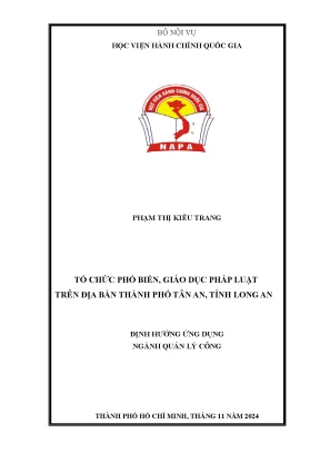 Tổ chức phổ biến giáo dục pháp luật trên địa bàn thành phố tân an tỉnh long an