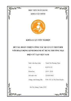 Hoàn thiện công tác quản lý thuế đối với hoạt động kinh doanh sử dụng tmđt ở việt nam