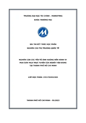 Nghiên cứu các yếu tố ảnh hưởng đến hành vi mua giày mlb trực tuyến của người tiêu dùng tại thành phố hồ chí minh