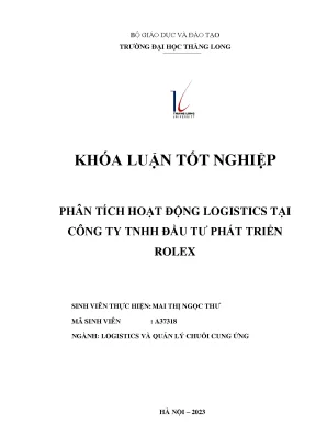 Phân tích hoạt động logistics tại công ty tnhh đầu tư phát triển rolex