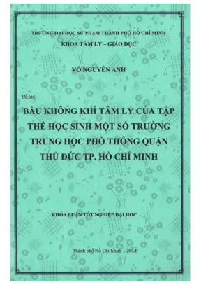 Khóa luận tốt nghiệp tâm lý giáo dục bầu không khí tâm lý của tập thể học sinh một số trường trung học phổ thông quận thủ đức tp hồ chí minh