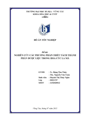 Đồ án tốt nghiệp nghiên cứu các phương pháp chiết tách thành phần dược liệu trong hoa cúc la mã