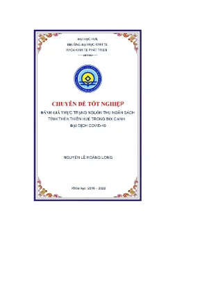 Chuyên đề tốt nghiệp đánh giá thực trạng nguồn thu ngân sách tỉnh thừa thiên huế trong bối cảnh đại dịch covid 19