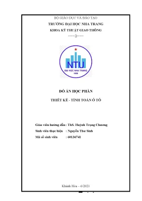 Đồ án học phần thiết kế và tính toán ô tô xác định các thông số liên quan