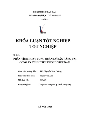 Phân tích hoạt động quản lý bán hàng tại công ty tnhh tiên phong