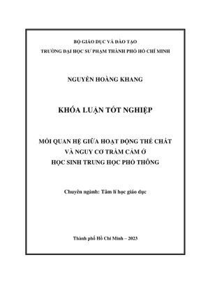 Khóa luận tốt nghiệp tâm lý học mối quan hệ giữa hoạt động thể chất và nguy cơ trầm cảm ở học sinh trung học phổ thông