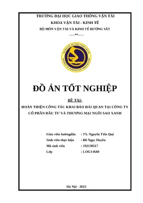 Đồ án tốt nghiệp đề tài hoàn thiện công tác khai báo hải quan tại công ty cổ phần đầu tư và thương mại ngôi sao xanh