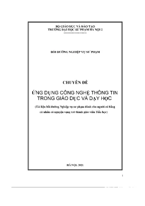 Chuyên đề ứng dụng công nghệ thông tin trong giáo dục và dạy học 2