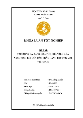 Khóa luận tốt nghiệp ngân hàng tác động đa dạng hóa thu nhập đến khả năng sinh lời của các ngân hàng thương mại việt nam
