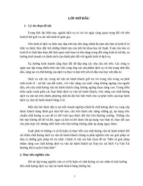 Luận văn tốt nghiệp một số giải pháp nhằm nâng cao chất lượng dịch vụ vận tải hành khách tại hợp tác xã dịch vụ vận tải đường bộ guyện châu đức