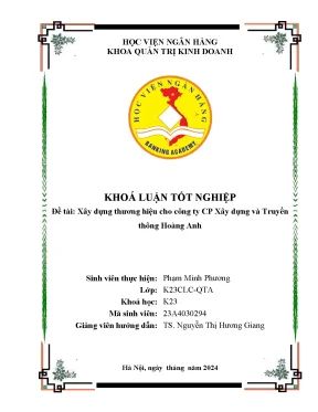 Xây dựng thương hiệu cho công ty cp xây dựng và truyền thông hoàng anh
