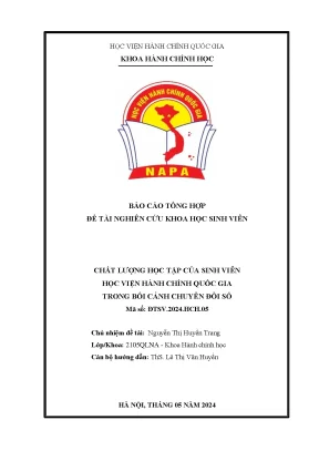 Chất lƣợng học tập của sinh viên học viện hành chính quốc gia trong bối cảnh chuyển đổi số
