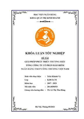 Giải pháp phát triển thương hiệu tại tổng công ty cổ phần bảo hiểm ngân hàng tmcp công thương việt nam