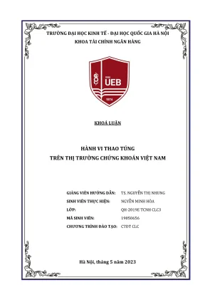 Khóa luận tốt nghiệp tài chính ngân hàng hành vi thao túng trên thị trường chứng khoán việt nam