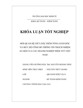 Khóa luận tốt nghiệp kế toán kiểm toán mối quan hệ tổng giám đốc và mức độ công bố thông tin trách nhiệm xã hội của các doanh nghiệp niêm yết tại việt nam