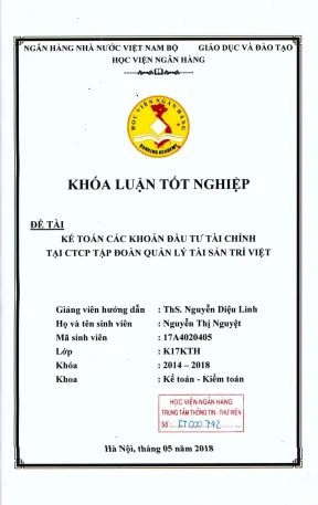 Khóa luận tốt nghiệp kế toán kiểm toán kế toán các khoản đầu tư tài chính tại ctcp tập đoàn quản lý tài sản trí việt