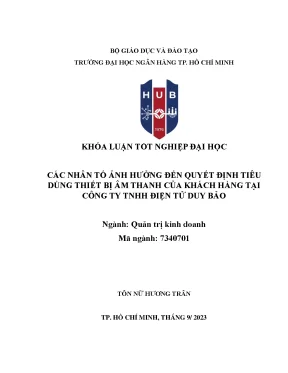 Các nhân tố ảnh hưởng đến quyết định tiêu dùng thiết bị âm thanh của khách hàng tại công ty tnhh điện tử duy bảo