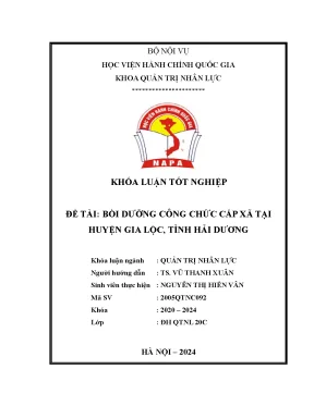 Khoá luận bồi dưỡng công chức cấp xã tại huyện gia lộc tỉnh hải dương